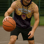 Custom Brisbane Broncos Sleeveless Hoodie Horse Warrior Polynesia Islander Rugby Mascot