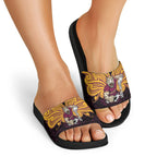 Custom Brisbane Broncos Slide Sandals Horse Warrior Polynesia Islander Rugby Mascot