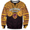 Custom Brisbane Broncos Sweatshirt Horse Warrior Polynesia Islander Rugby Mascot