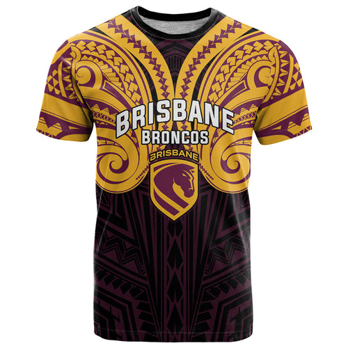 Custom Brisbane Broncos T Shirt Horse Warrior Polynesia Islander Rugby Mascot