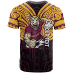 Custom Brisbane Broncos T Shirt Horse Warrior Polynesia Islander Rugby Mascot