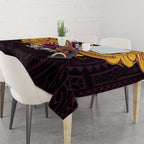 Custom Brisbane Broncos Tablecloth Horse Warrior Polynesia Islander Rugby Mascot
