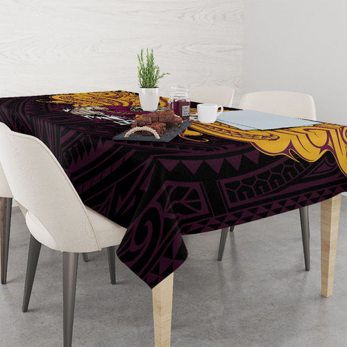 Custom Brisbane Broncos Tablecloth Horse Warrior Polynesia Islander Rugby Mascot