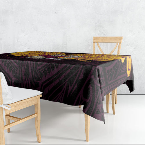 Custom Brisbane Broncos Tablecloth Horse Warrior Polynesia Islander Rugby Mascot