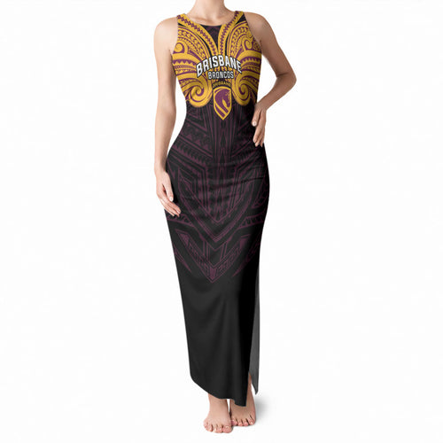 Custom Brisbane Broncos Tank Maxi Dress Horse Warrior Polynesia Islander Rugby Mascot