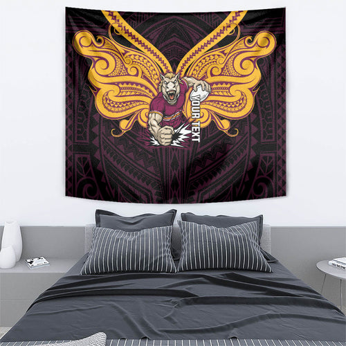 Custom Brisbane Broncos Tapestry Horse Warrior Polynesia Islander Rugby Mascot