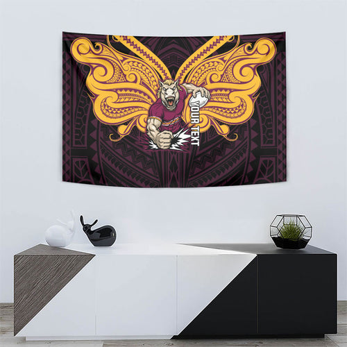 Custom Brisbane Broncos Tapestry Horse Warrior Polynesia Islander Rugby Mascot