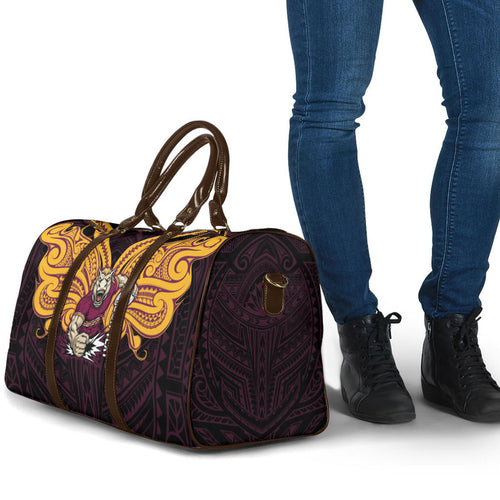 Custom Brisbane Broncos Travel Bag Horse Warrior Polynesia Islander Rugby Mascot
