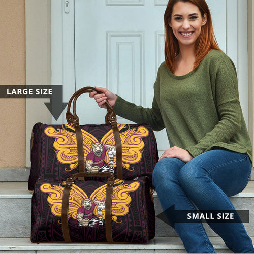 Custom Brisbane Broncos Travel Bag Horse Warrior Polynesia Islander Rugby Mascot