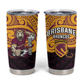 Custom Brisbane Broncos Tumbler Cup Horse Warrior Polynesia Islander Rugby Mascot