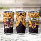 Custom Brisbane Broncos Tumbler Cup Horse Warrior Polynesia Islander Rugby Mascot