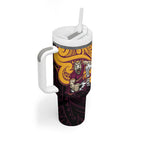 Custom Brisbane Broncos Tumbler With Handle Horse Warrior Polynesia Islander Rugby Mascot