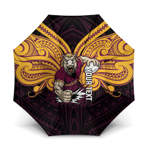Custom Brisbane Broncos Umbrella Horse Warrior Polynesia Islander Rugby Mascot