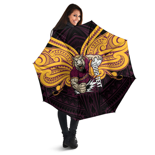 Custom Brisbane Broncos Umbrella Horse Warrior Polynesia Islander Rugby Mascot