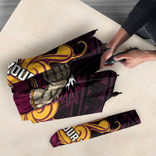 Custom Brisbane Broncos Umbrella Horse Warrior Polynesia Islander Rugby Mascot