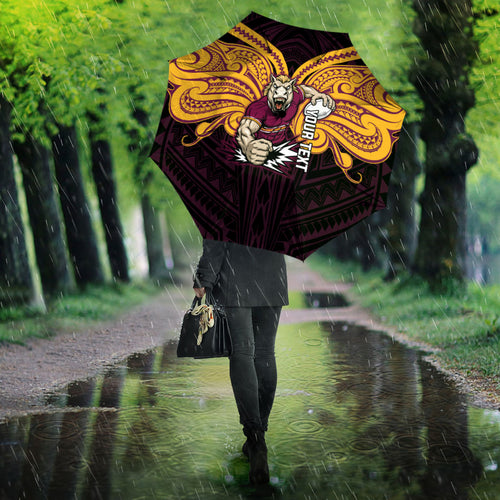 Custom Brisbane Broncos Umbrella Horse Warrior Polynesia Islander Rugby Mascot