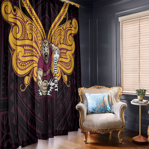 Custom Brisbane Broncos Window Curtain Horse Warrior Polynesia Islander Rugby Mascot