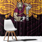 Custom Brisbane Broncos Window Curtain Horse Warrior Polynesia Islander Rugby Mascot