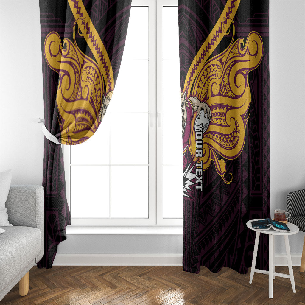 Custom Brisbane Broncos Window Curtain Horse Warrior Polynesia Islander Rugby Mascot