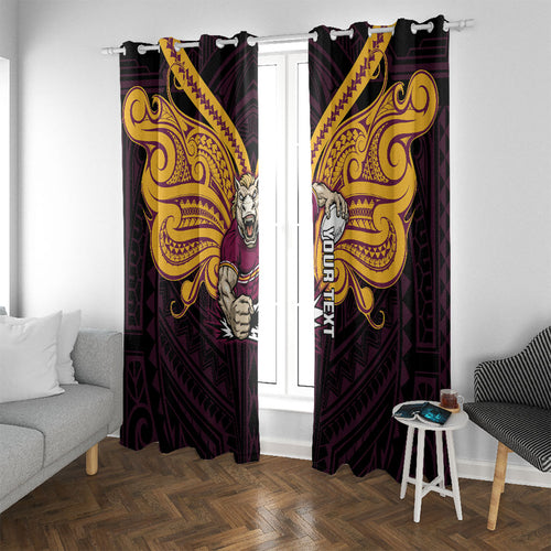 Custom Brisbane Broncos Window Curtain Horse Warrior Polynesia Islander Rugby Mascot