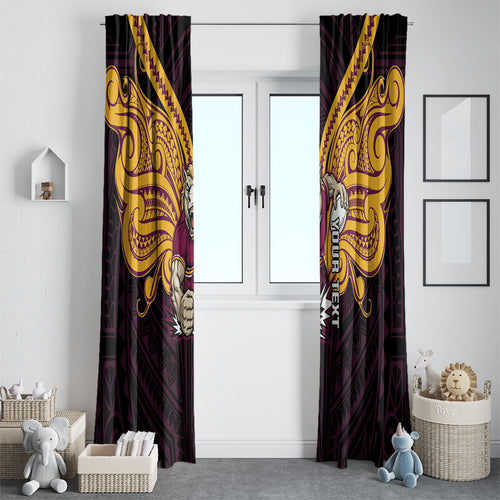 Custom Brisbane Broncos Window Curtain Horse Warrior Polynesia Islander Rugby Mascot