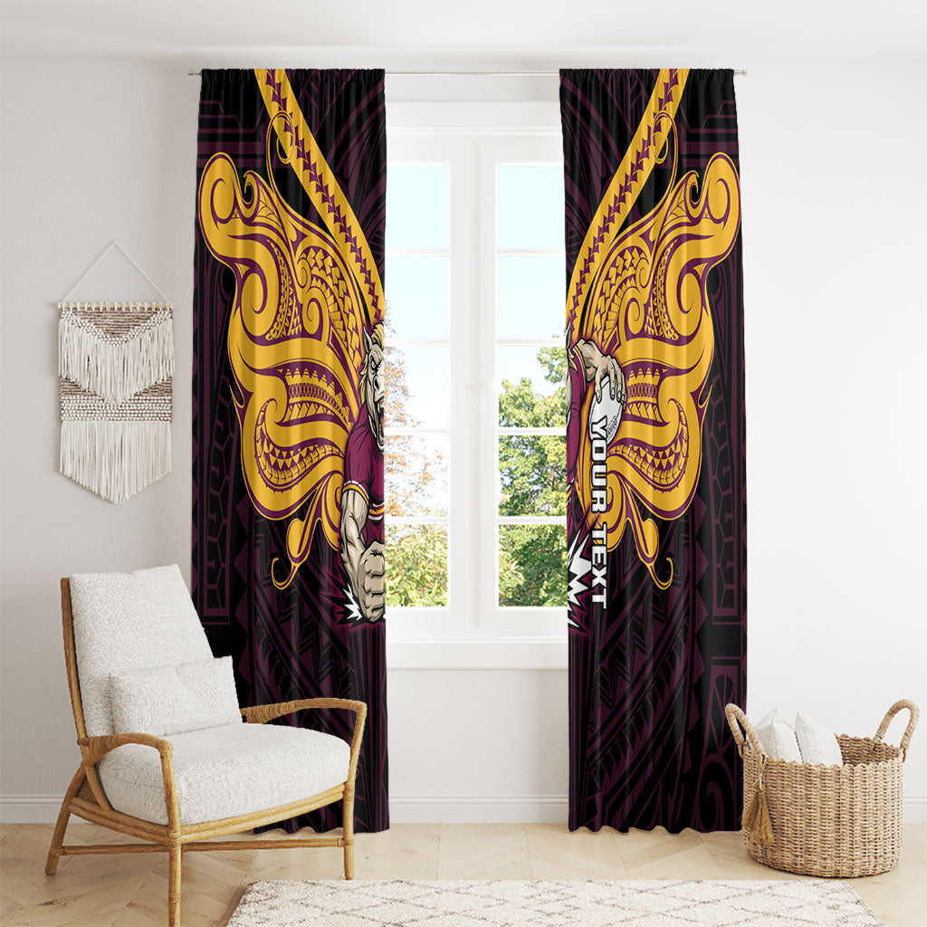 Custom Brisbane Broncos Window Curtain Horse Warrior Polynesia Islander Rugby Mascot