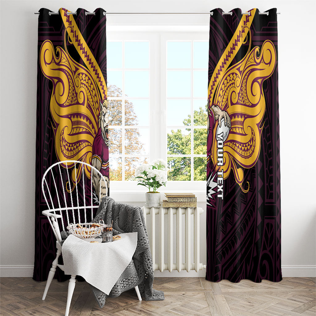 Custom Brisbane Broncos Window Curtain Horse Warrior Polynesia Islander Rugby Mascot