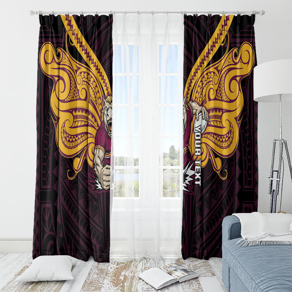 Custom Brisbane Broncos Window Curtain Horse Warrior Polynesia Islander Rugby Mascot