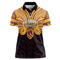 Custom Brisbane Broncos Women Polo Shirt Horse Warrior Polynesia Islander Rugby Mascot