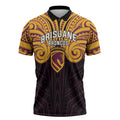 Custom Brisbane Broncos Zipper Polo Shirt Horse Warrior Polynesia Islander Rugby Mascot