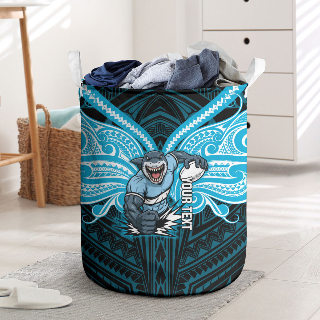 Custom Cronulla-Sutherland Sharks Laundry Basket Shark Warrior Polynesia Islander Rugby Mascot