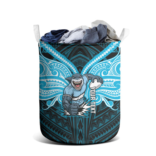 Custom Cronulla-Sutherland Sharks Laundry Basket Shark Warrior Polynesia Islander Rugby Mascot