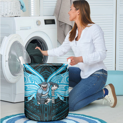 Custom Cronulla-Sutherland Sharks Laundry Basket Shark Warrior Polynesia Islander Rugby Mascot