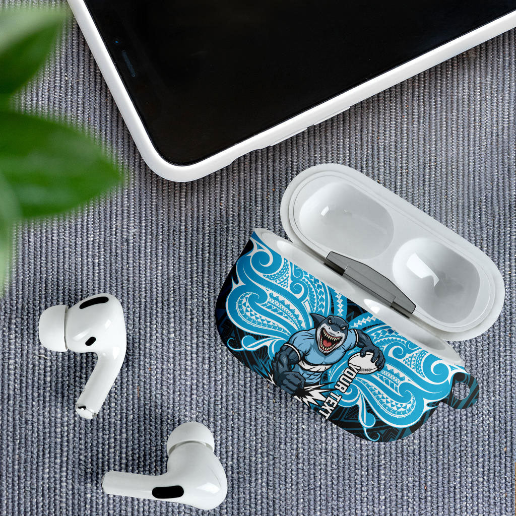 Custom Cronulla-Sutherland Sharks AirPods Case Shark Warrior Polynesia Islander Rugby Mascot