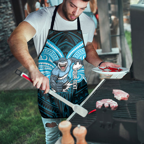 Custom Cronulla-Sutherland Sharks Apron Shark Warrior Polynesia Islander Rugby Mascot