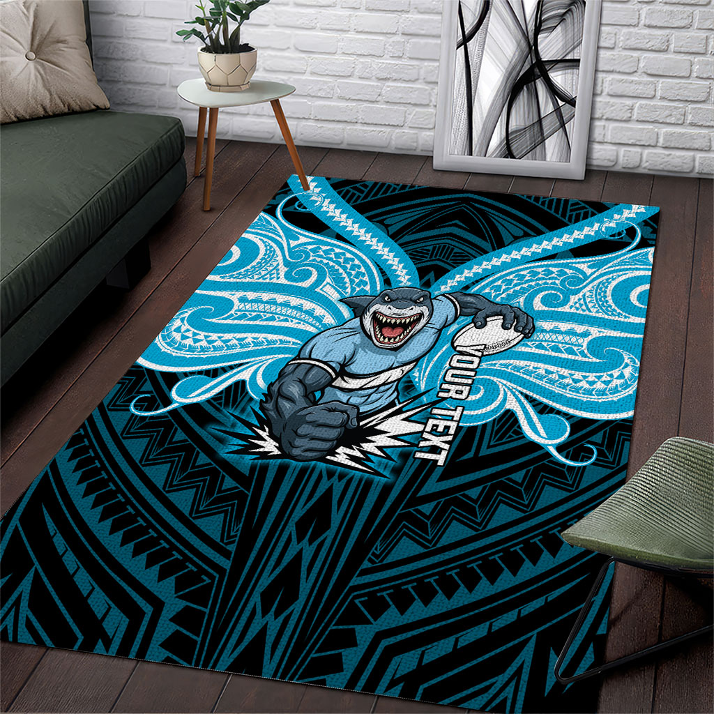 Custom Cronulla-Sutherland Sharks Area Rug Shark Warrior Polynesia Islander Rugby Mascot