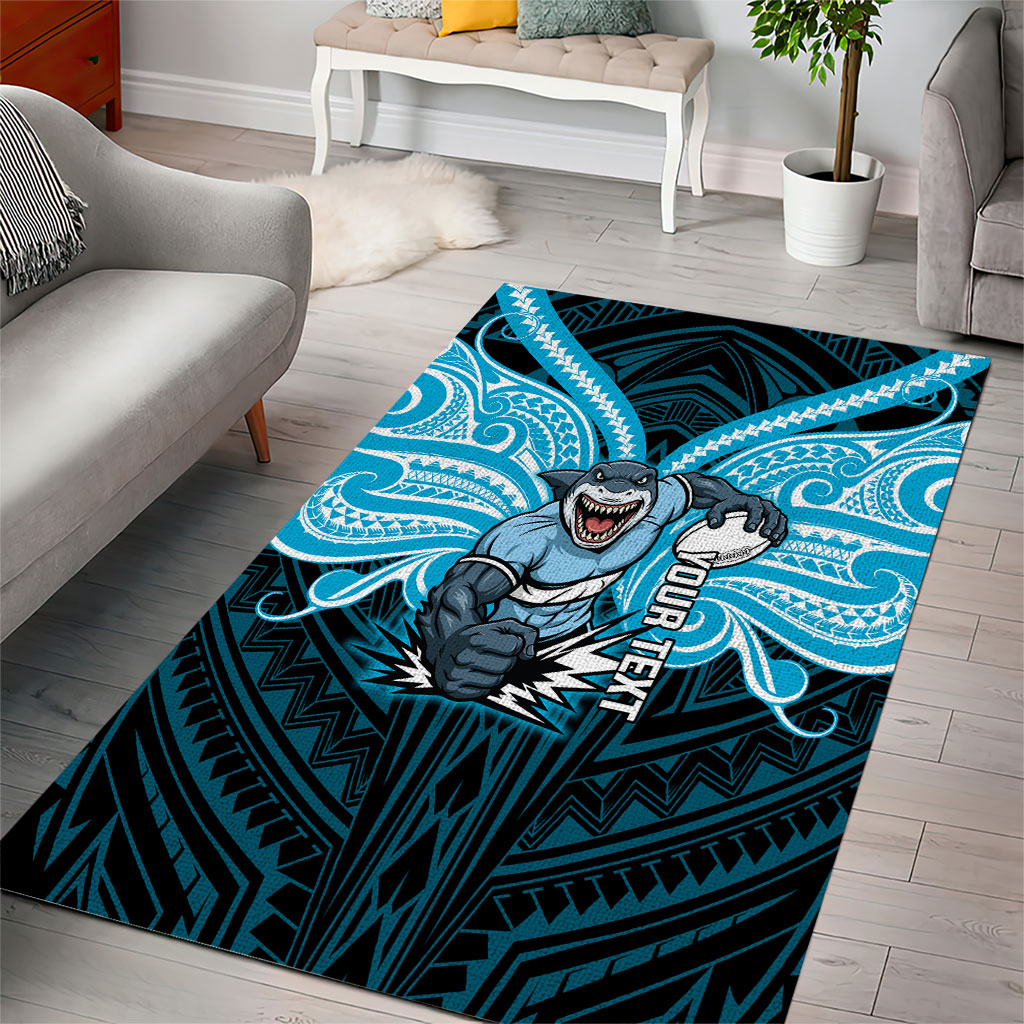 Custom Cronulla-Sutherland Sharks Area Rug Shark Warrior Polynesia Islander Rugby Mascot