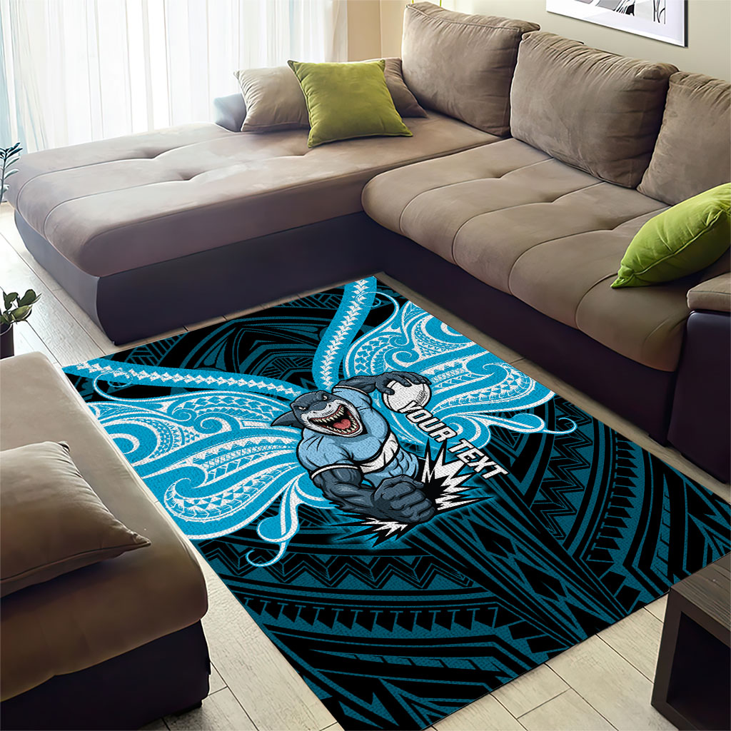 Custom Cronulla-Sutherland Sharks Area Rug Shark Warrior Polynesia Islander Rugby Mascot