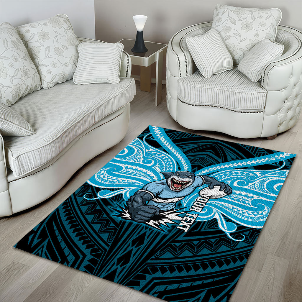 Custom Cronulla-Sutherland Sharks Area Rug Shark Warrior Polynesia Islander Rugby Mascot