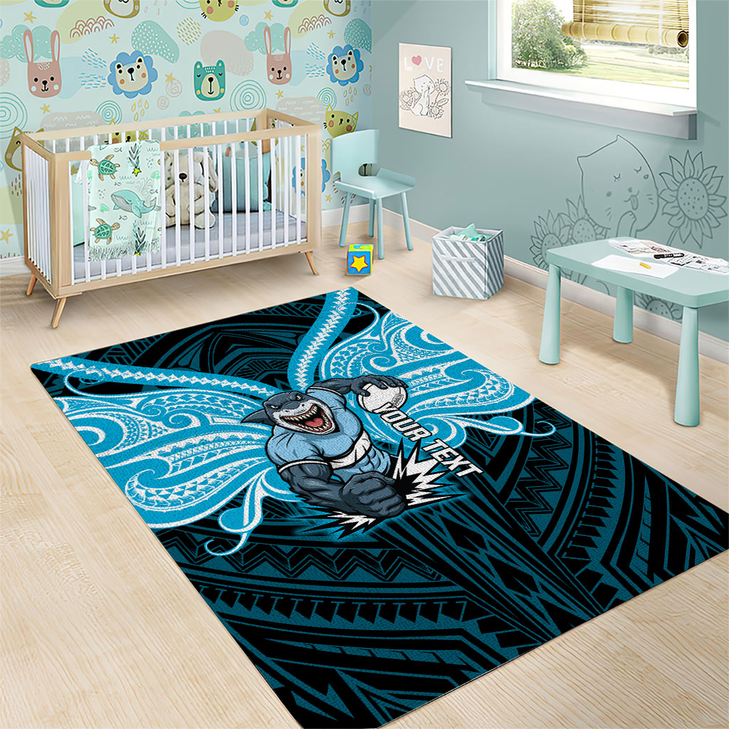Custom Cronulla-Sutherland Sharks Area Rug Shark Warrior Polynesia Islander Rugby Mascot