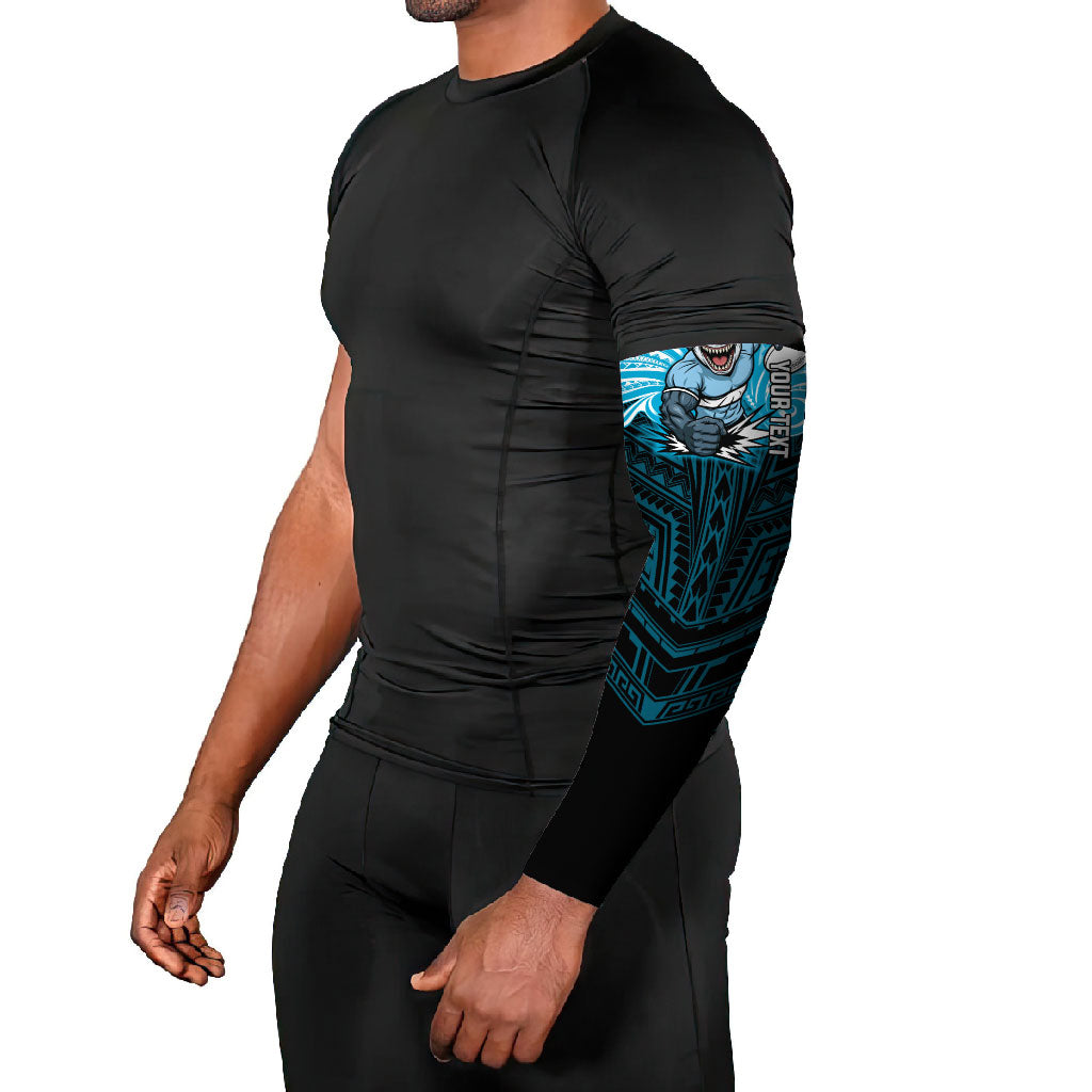 Custom Cronulla-Sutherland Sharks Arm Sleeves Shark Warrior Polynesia Islander Rugby Mascot