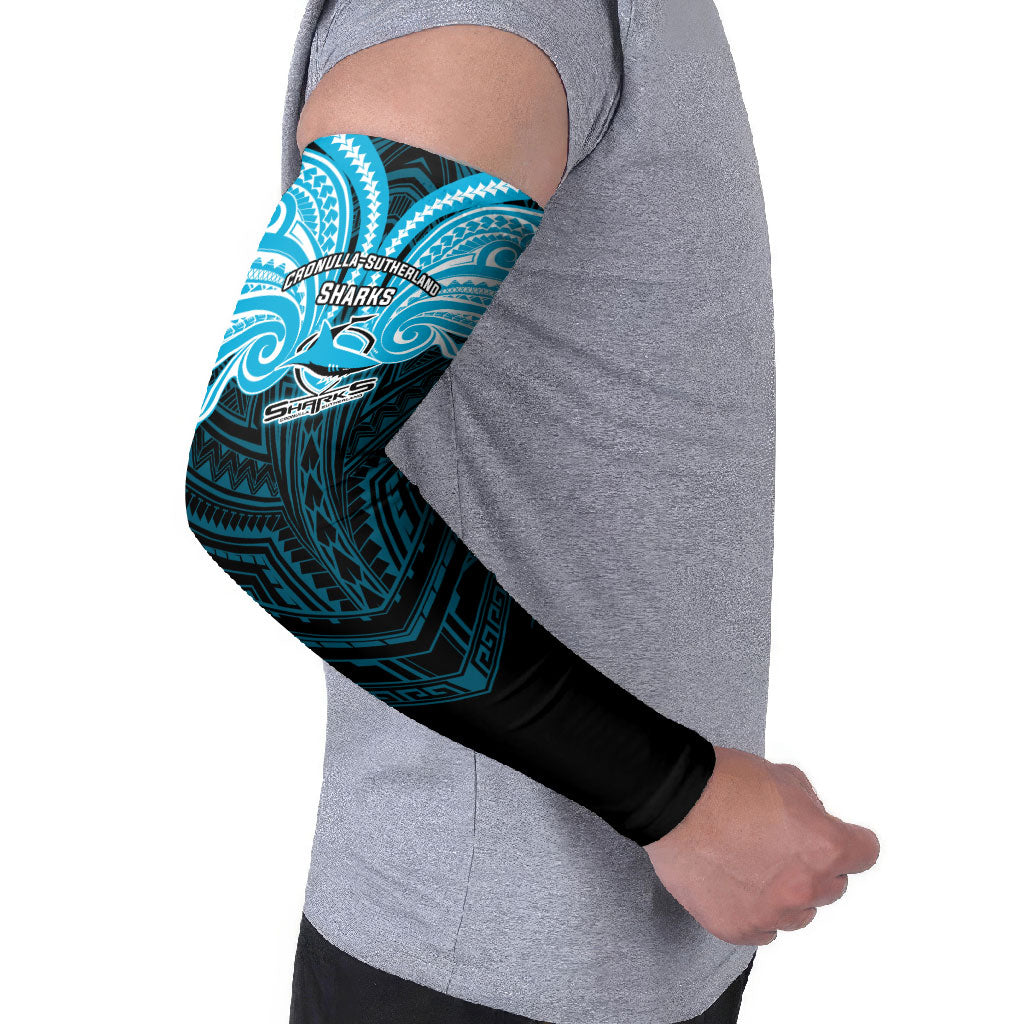 Custom Cronulla-Sutherland Sharks Arm Sleeves Shark Warrior Polynesia Islander Rugby Mascot