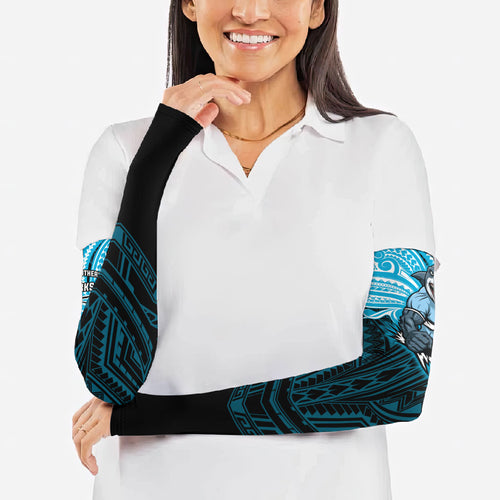 Custom Cronulla-Sutherland Sharks Arm Sleeves Shark Warrior Polynesia Islander Rugby Mascot