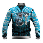 Custom Cronulla-Sutherland Sharks Baseball Jacket Shark Warrior Polynesia Islander Rugby Mascot