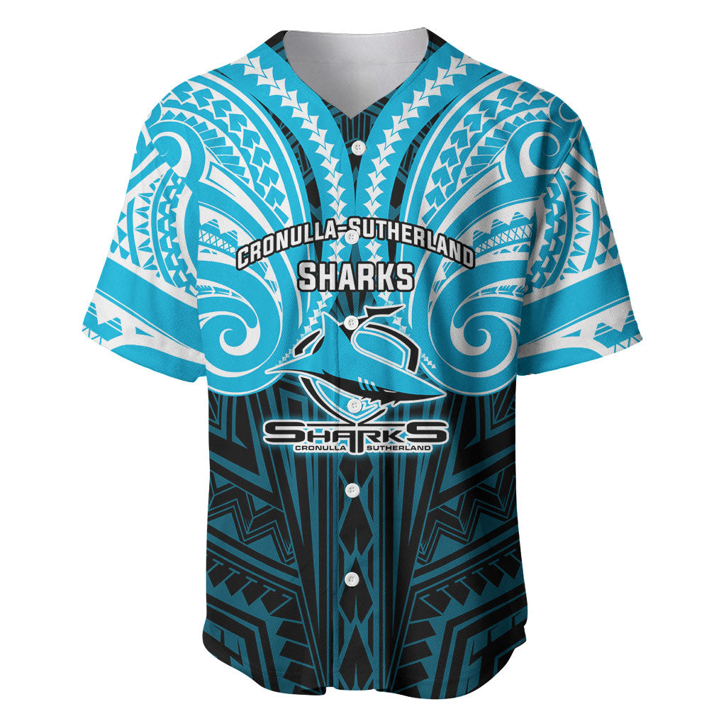 Custom Cronulla-Sutherland Sharks Baseball Jersey Shark Warrior Polynesia Islander Rugby Mascot
