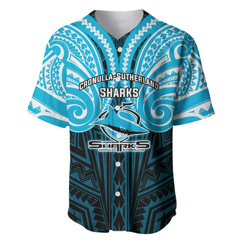 Custom Cronulla-Sutherland Sharks Baseball Jersey Shark Warrior Polynesia Islander Rugby Mascot