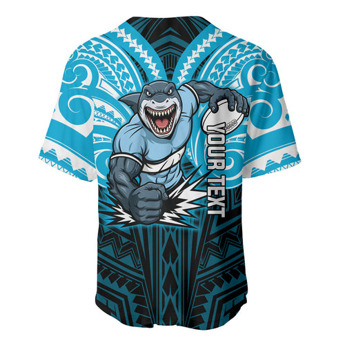 Custom Cronulla-Sutherland Sharks Baseball Jersey Shark Warrior Polynesia Islander Rugby Mascot