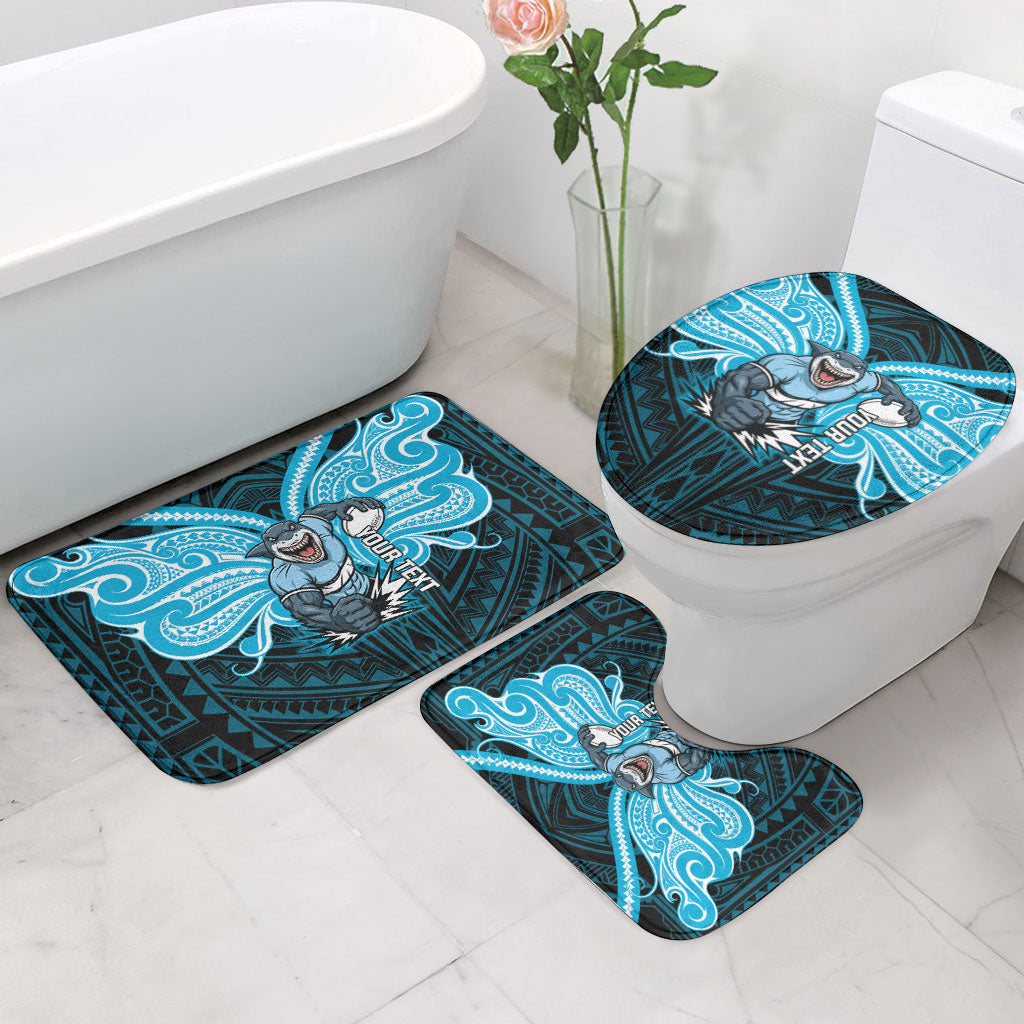 Custom Cronulla-Sutherland Sharks Bathroom Set Shark Warrior Polynesia Islander Rugby Mascot