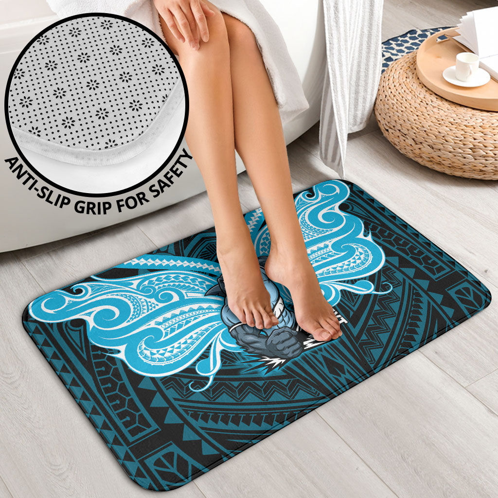Custom Cronulla-Sutherland Sharks Bathroom Set Shark Warrior Polynesia Islander Rugby Mascot