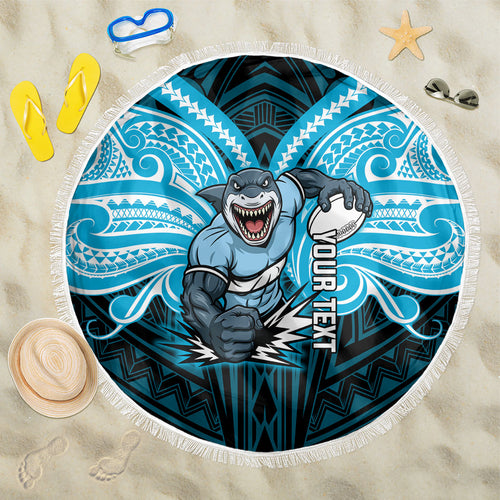 Custom Cronulla-Sutherland Sharks Beach Blanket Shark Warrior Polynesia Islander Rugby Mascot